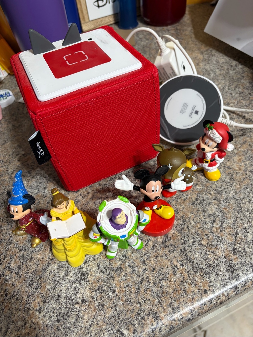 Red Disney Toniebox Speaker Cube with Disney Figurines